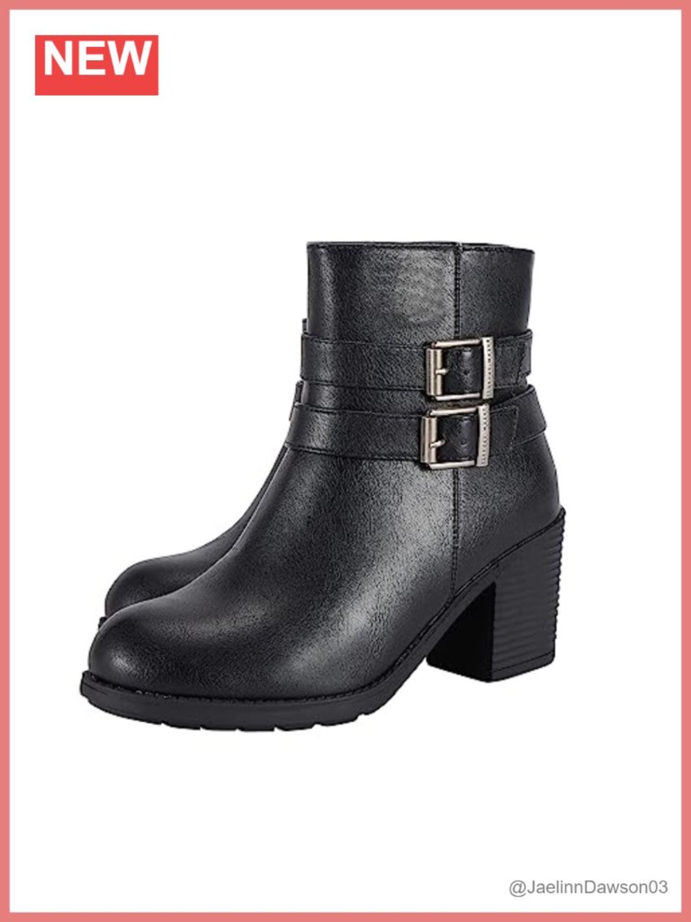 Faux Leather Ankle Boots Side Zipper Motorcycle Combat Boots Heel